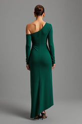Einschulteriges Dunkelgrünes Asymmetrisches Abendkleid